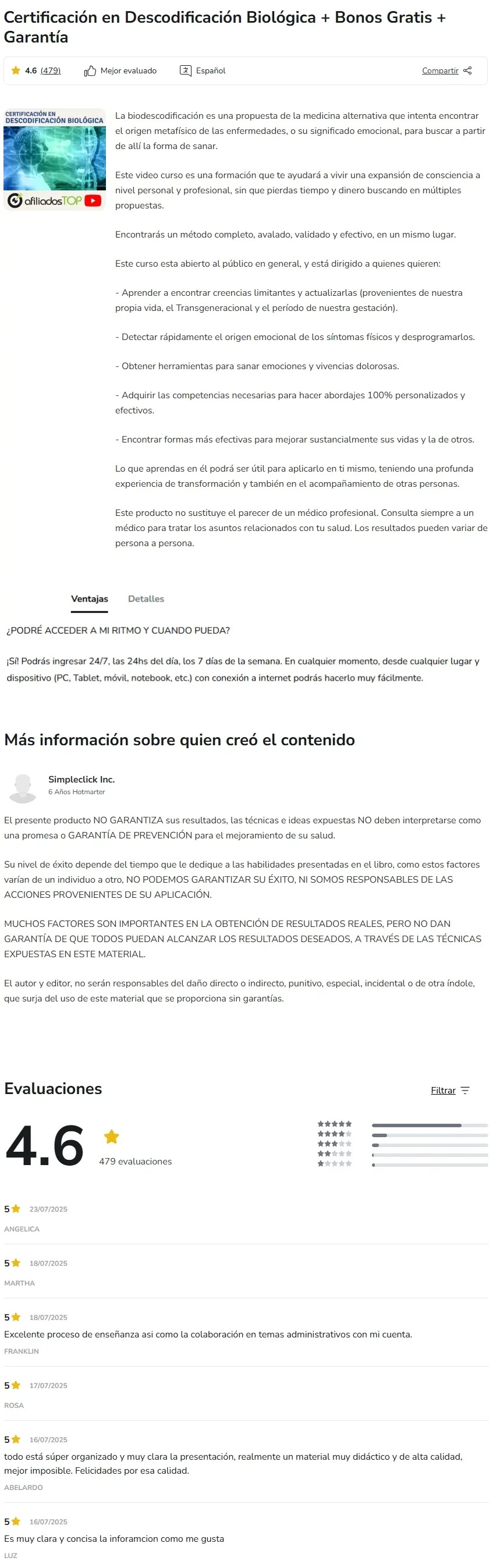 Certificacion en Descodificacion Biologica SimpleClick Inc z