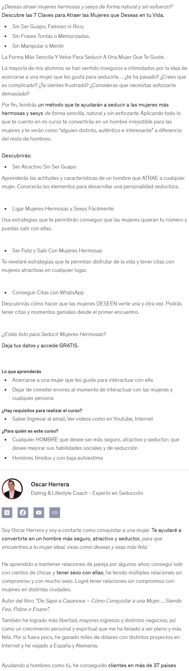 Las 7 Claves Para Seducir Mujeres De Forma Natural Oscar Herrera z