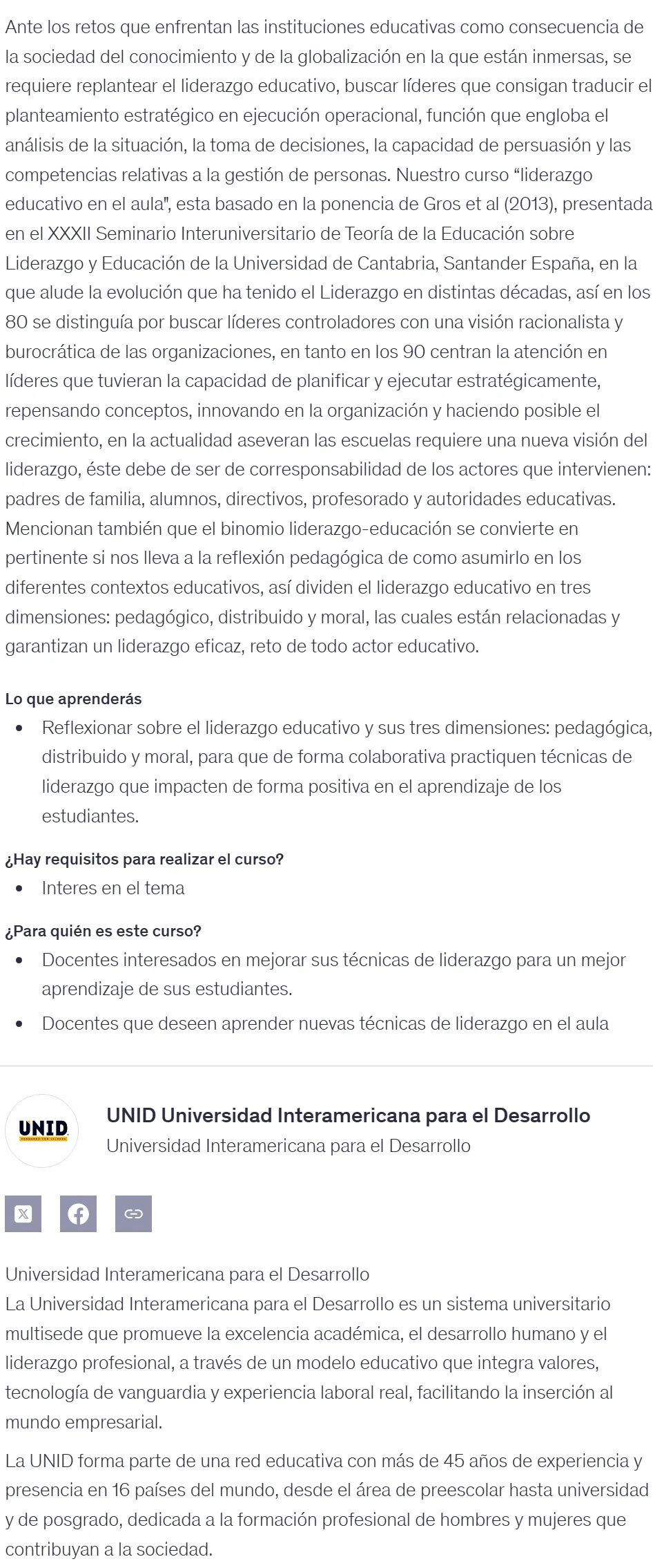 Liderazgo educativo en el aula UNID Universidad Interamericana para el Desarrollo z