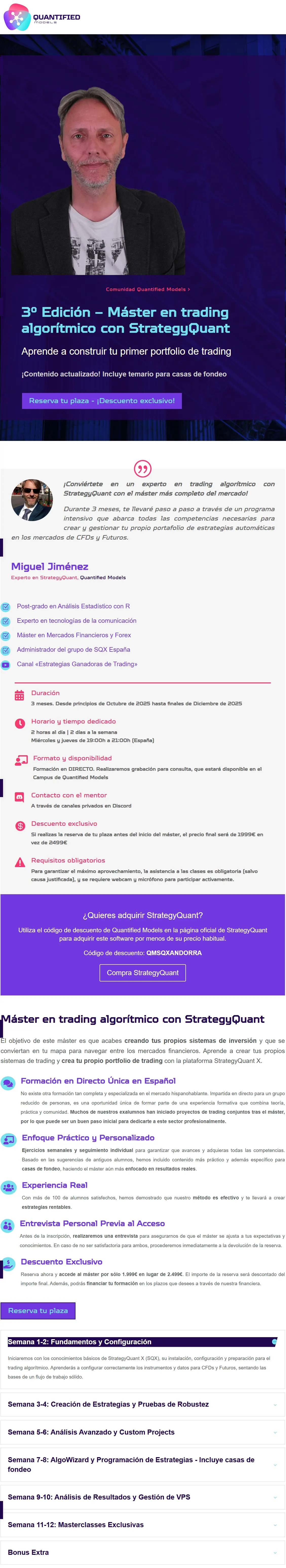 Master en trading algoritmico con StrategyQuant Quantified Models z