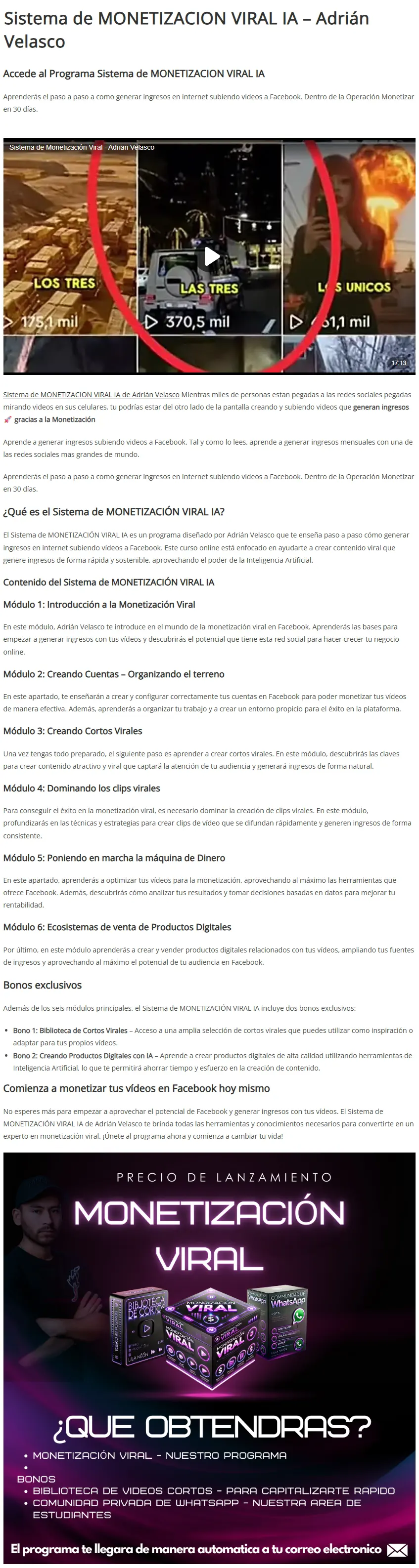 Sistema de Monetizacion Viral IA Adrian Velasco z